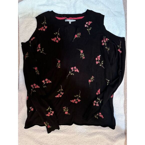 Daniel Rainn Women's Floral Long Sleeve Cold Shoulder Sweater XL - Picture 2 of 4